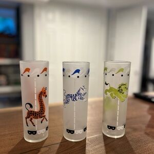 Vintage Animal Print Frosted Glass Tumblers